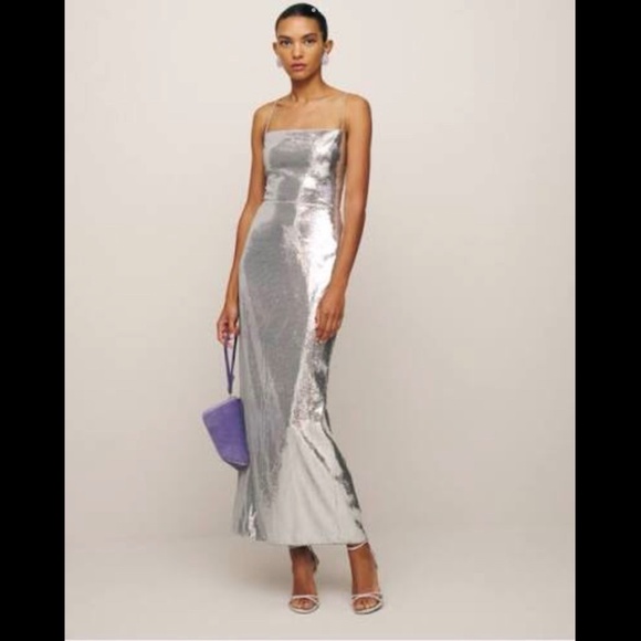 Reformation Dresses & Skirts - Reformation Frankie Dress in Silver Sequin